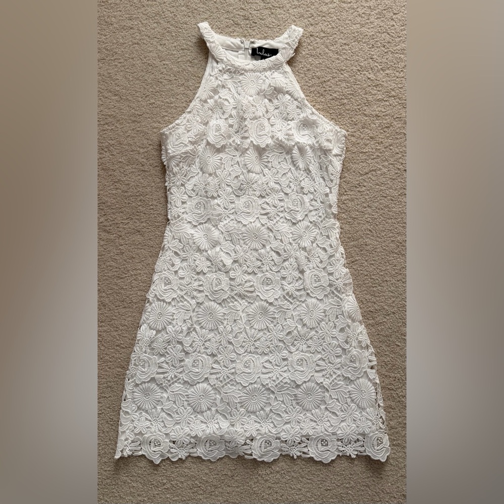 Lulu's White Floral Lace Dress